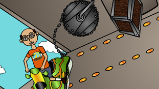 Miserable Marv making what is sure to be a great decision from the animated cartoon series Pancake Paradise!